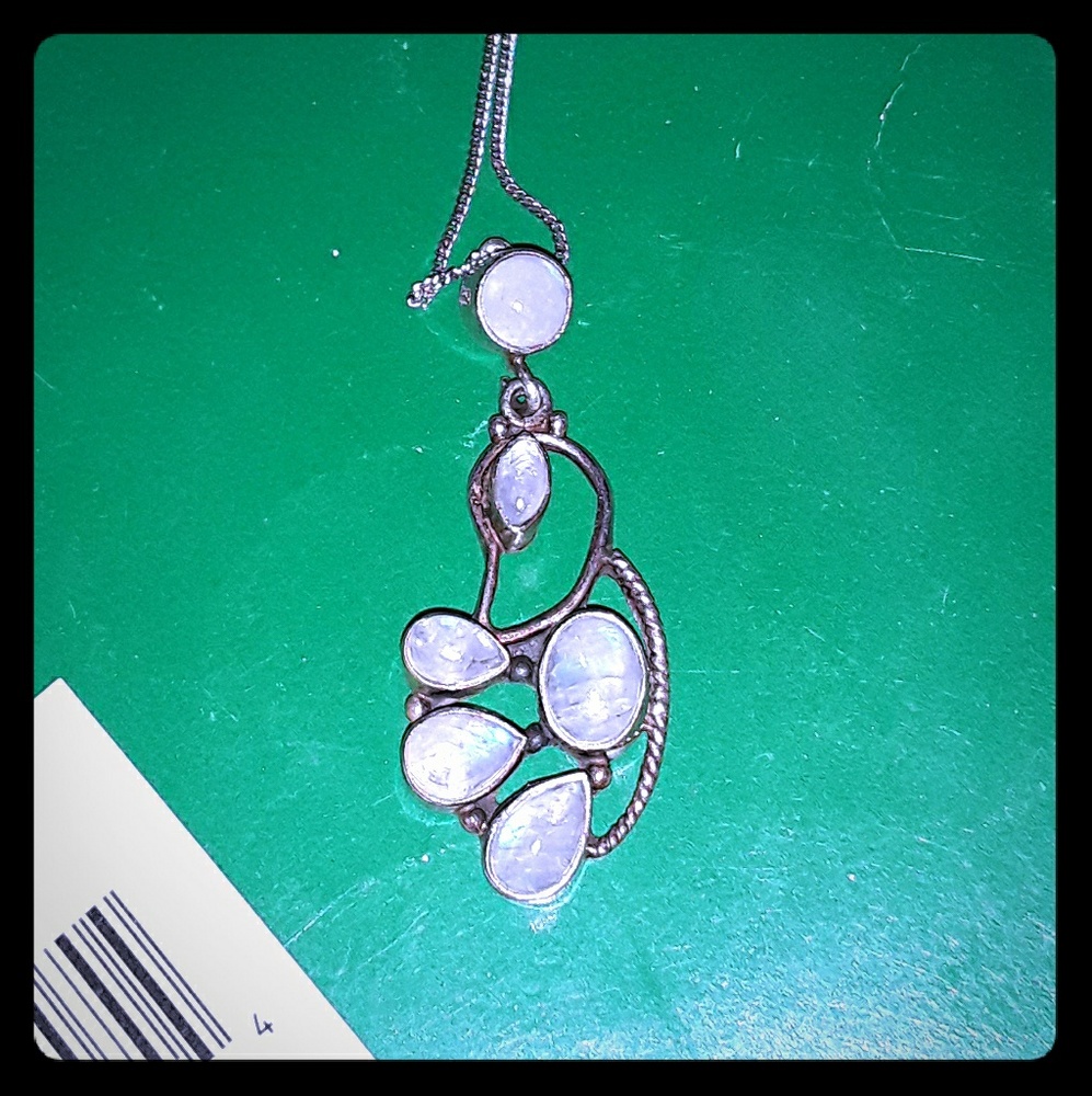 Custom Sterling Silver Moonstone Pendant Necklace